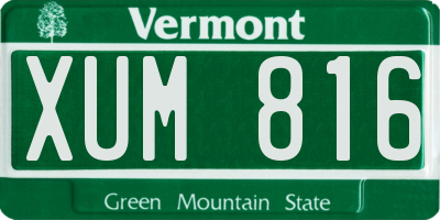VT license plate XUM816