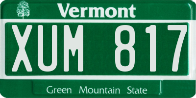 VT license plate XUM817