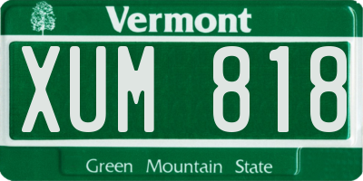 VT license plate XUM818