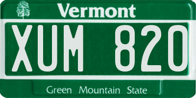 VT license plate XUM820