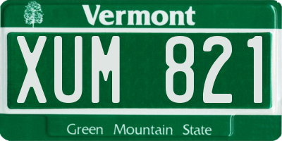 VT license plate XUM821