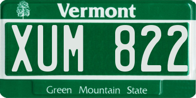 VT license plate XUM822