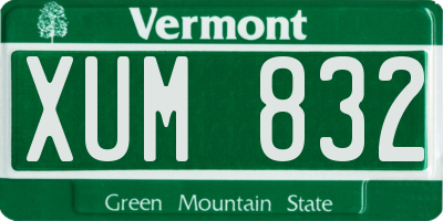 VT license plate XUM832
