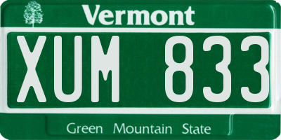 VT license plate XUM833