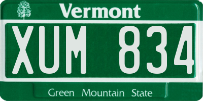 VT license plate XUM834
