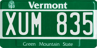 VT license plate XUM835