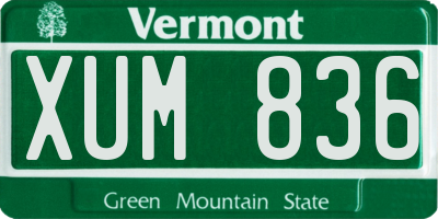 VT license plate XUM836