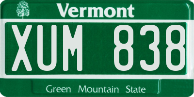 VT license plate XUM838