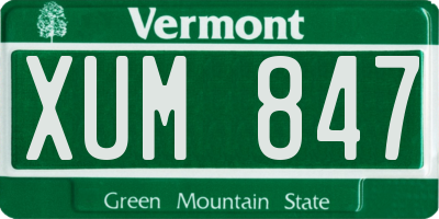 VT license plate XUM847