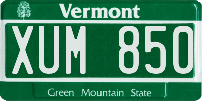 VT license plate XUM850