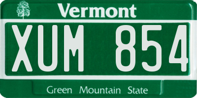 VT license plate XUM854