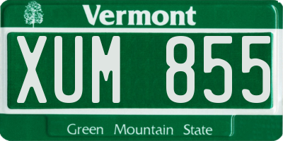 VT license plate XUM855