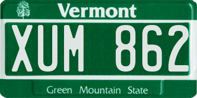 VT license plate XUM862