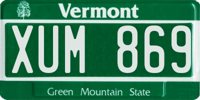 VT license plate XUM869