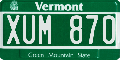 VT license plate XUM870