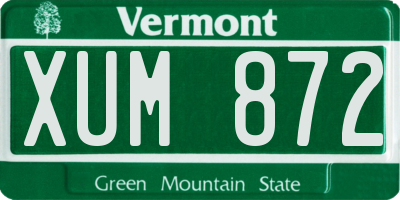 VT license plate XUM872