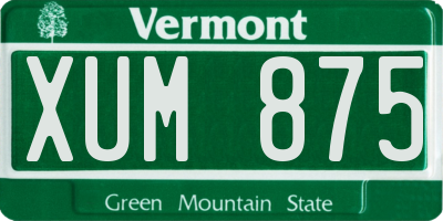 VT license plate XUM875