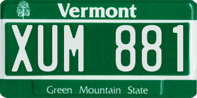 VT license plate XUM881