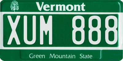 VT license plate XUM888