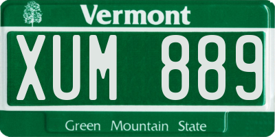 VT license plate XUM889