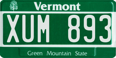 VT license plate XUM893
