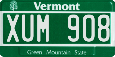 VT license plate XUM908