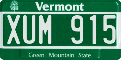 VT license plate XUM915