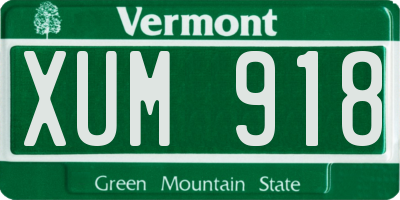 VT license plate XUM918