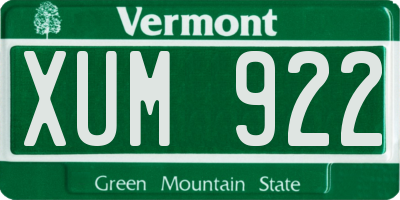VT license plate XUM922