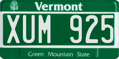 VT license plate XUM925