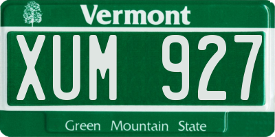 VT license plate XUM927