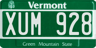VT license plate XUM928