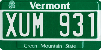 VT license plate XUM931