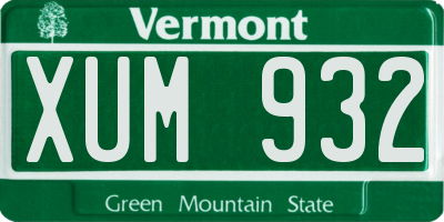 VT license plate XUM932