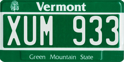 VT license plate XUM933