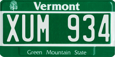 VT license plate XUM934