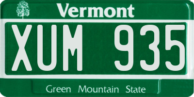 VT license plate XUM935
