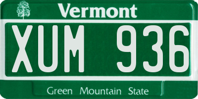VT license plate XUM936