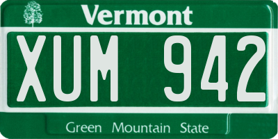 VT license plate XUM942