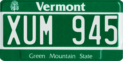VT license plate XUM945