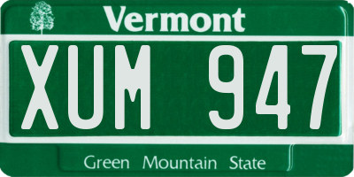 VT license plate XUM947