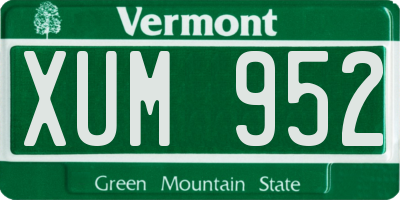 VT license plate XUM952