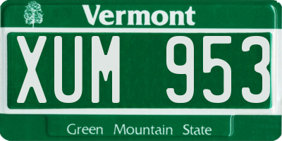 VT license plate XUM953