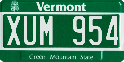 VT license plate XUM954