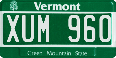 VT license plate XUM960