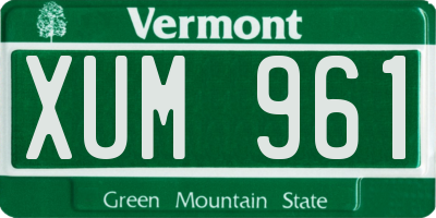 VT license plate XUM961