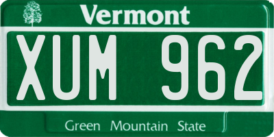 VT license plate XUM962