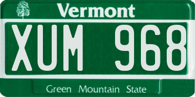 VT license plate XUM968