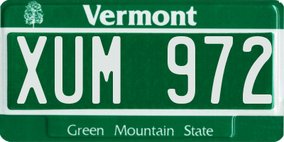 VT license plate XUM972