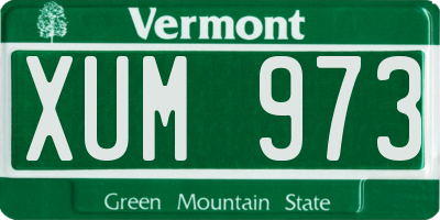 VT license plate XUM973